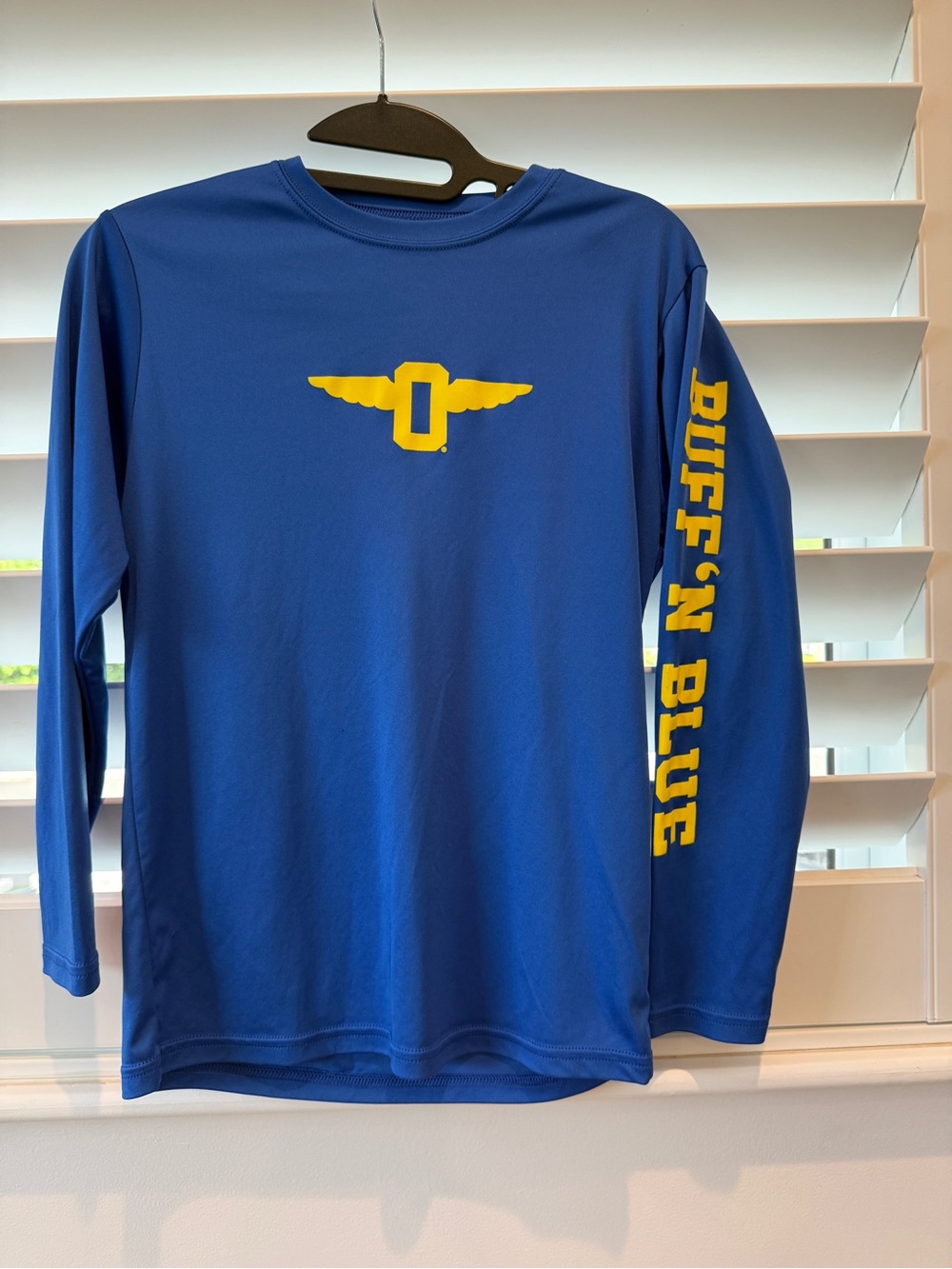 Punahou School Youth Mediun Long Sleeve Performance Shirt - Royal Blue